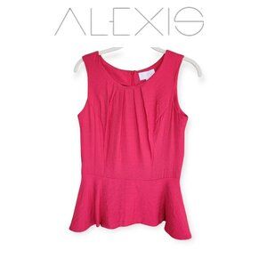 Alexis Cherry Red Sleeveless Peplum Top Size S